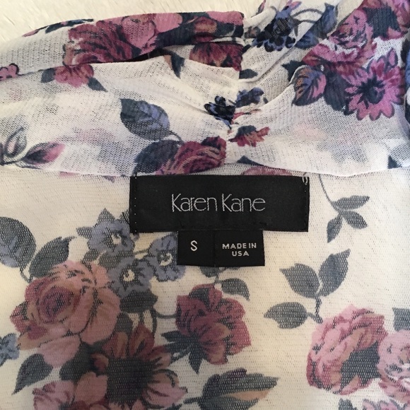 Karen Kane Floral Print Mesh Wrap Top. - Picture 8 of 9